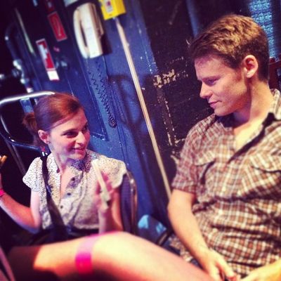 "Behind the Scenes at the #riseandshine con in Germany... Randy Harrison talking with an übervolunteer named Ana (who did an awesome job wrangling us all)" - Twitter
