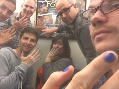 "We're #BlueForJude at the office today!  TWO HOURS, East Coast!  OHMYGOOOOODDDDD!!!" 
- By Peter Paige on Twitter - March 24rd, 2015
